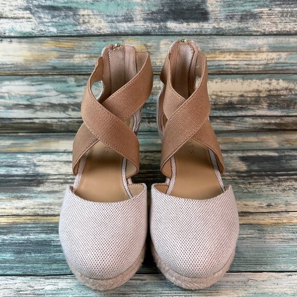 Talbots Espadrilles Womens 5M Brown/Beige Wedge Zip Dress Casual Sandal Summer - Picture 3 of 10